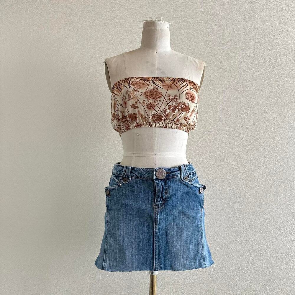 handmade tan and brown floral print bandeau